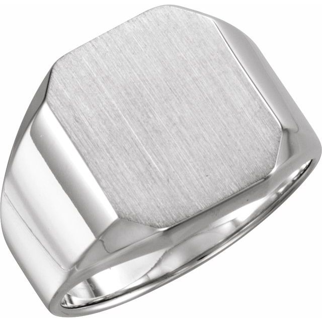 Sterling Silver 16x14 mm Octagon Signet Ring 