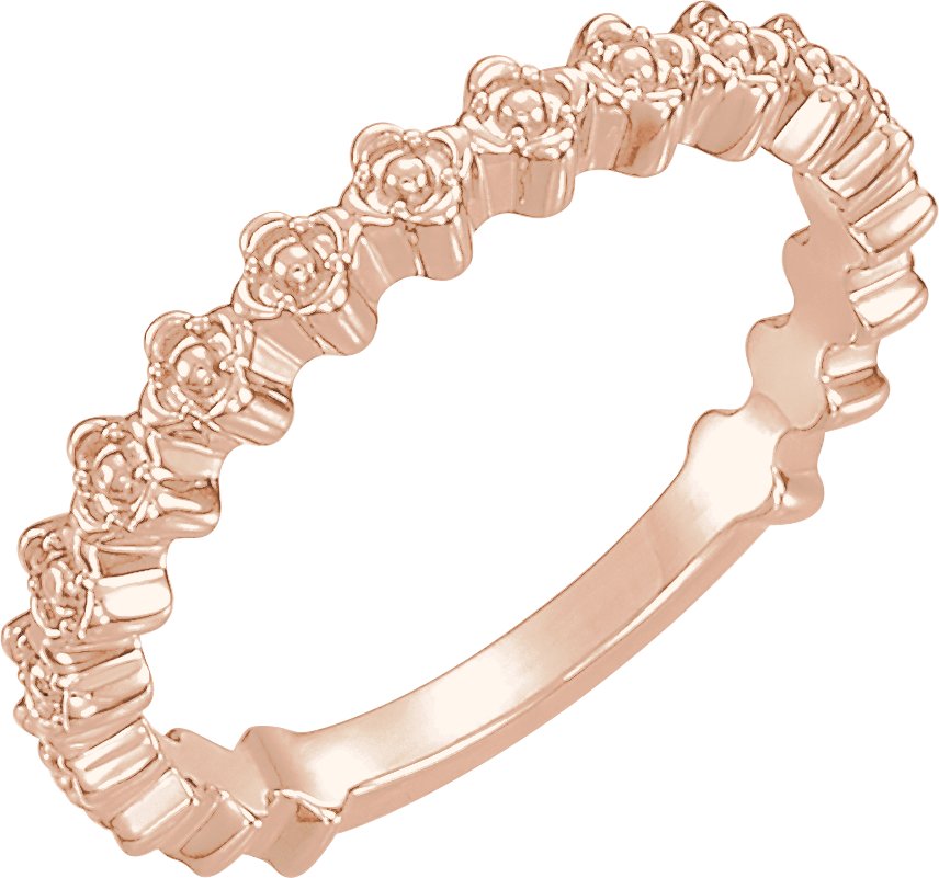 14K Rose Clover Stackable Ring