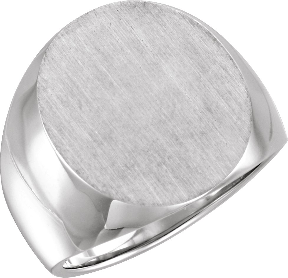 Sterling Silver 20x17 mm Oval Signet Ring