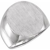 18K Palladium White 20x17 mm Oval Signet Ring