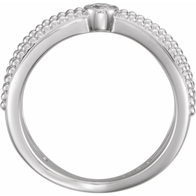 14K White 1/8 CTW Diamond Bezel-Set Beaded Ring