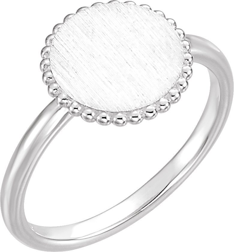 Sterling Silver Engravable Beaded Ring