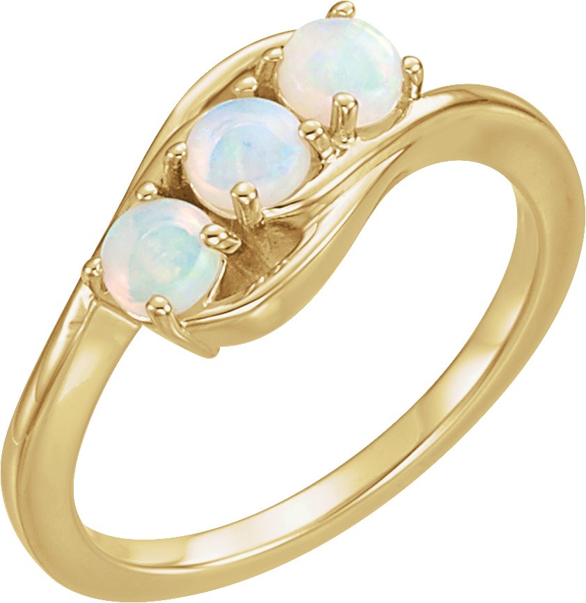 14K Yellow Opal Three-Stone Ring