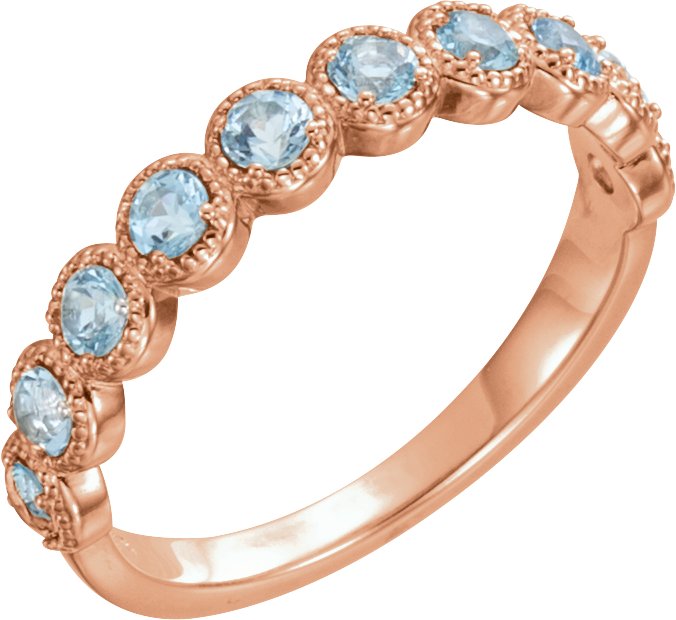 14K Rose Aquamarine Beaded Ring Ref 12485472