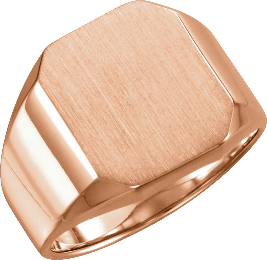 14K Rose 16x14 mm Octagon Signet Ring 