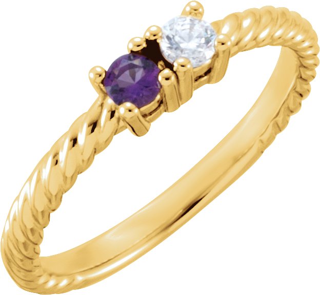 14K Yellow 2-Stone Family Ring Mounting