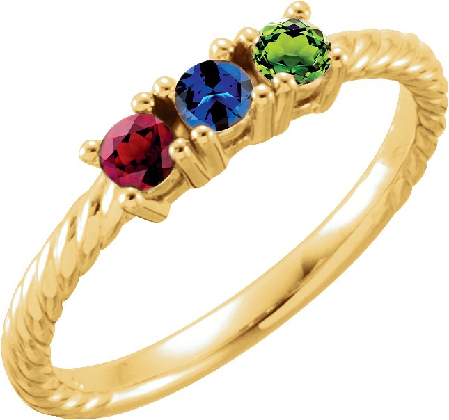 14K Yellow 3-Stone Family Ring Mounting