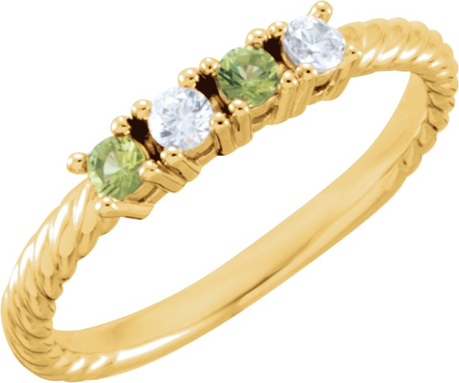 14K Yellow 4-Stone Family Ring Mounting