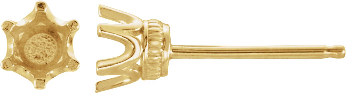 Round 6-Prong Crown Stud Earrings
