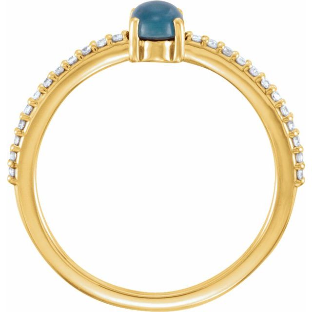 14K Yellow 6x4 mm Oval Natural London Blue Topaz & 1/8 CTW Natural Diamond Ring
