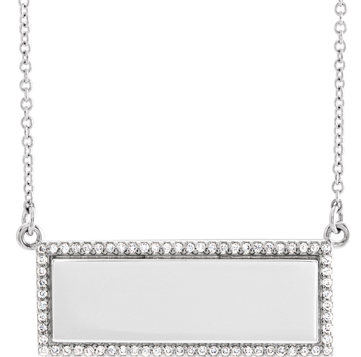 14K White 1/6 CTW Natural Diamond Engravable Bar 18 Necklace