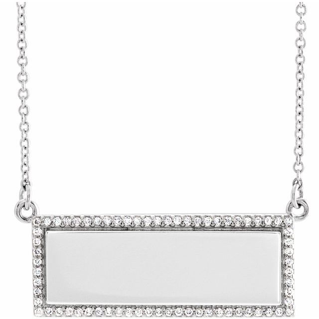 14K White 1/6 CTW Diamond Bar 18" Necklace