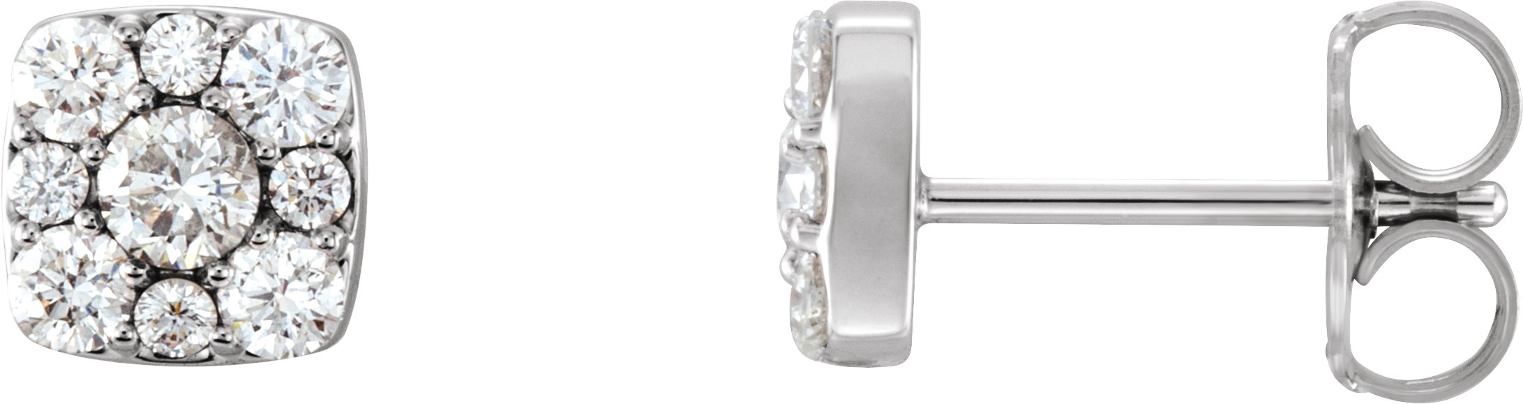 14K White 1/2 CTW Natural Diamond Cluster Earrings