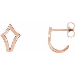14K Rose Geometric J-Hoop Earrings 