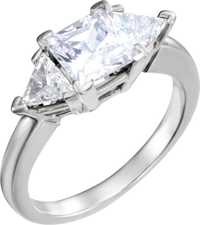 Platinum 3 Stone Diamond Engagement Ring 6x6 4.5x4.5x4.5 Ref 373990