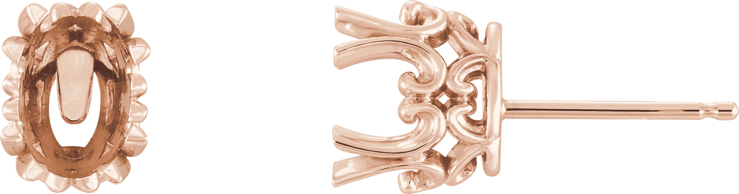 Oval Double 4-Prong Scroll Earrings