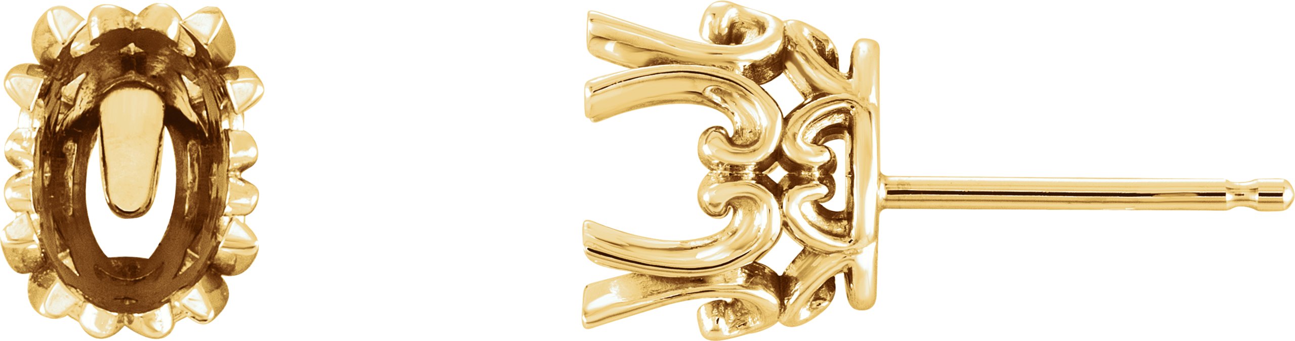 Oval Double 4-Prong Scroll Earrings