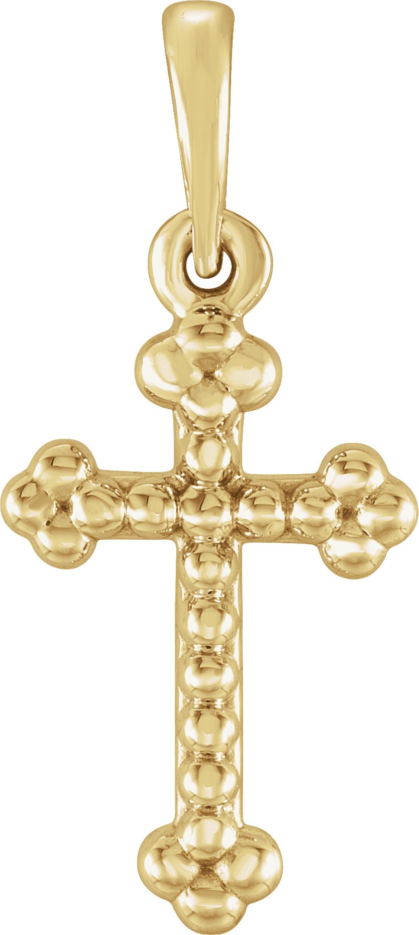 14K Yellow Beaded Cross Pendant