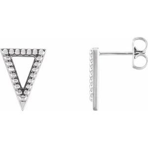 Sterling Silver Beaded Triangle Earrings