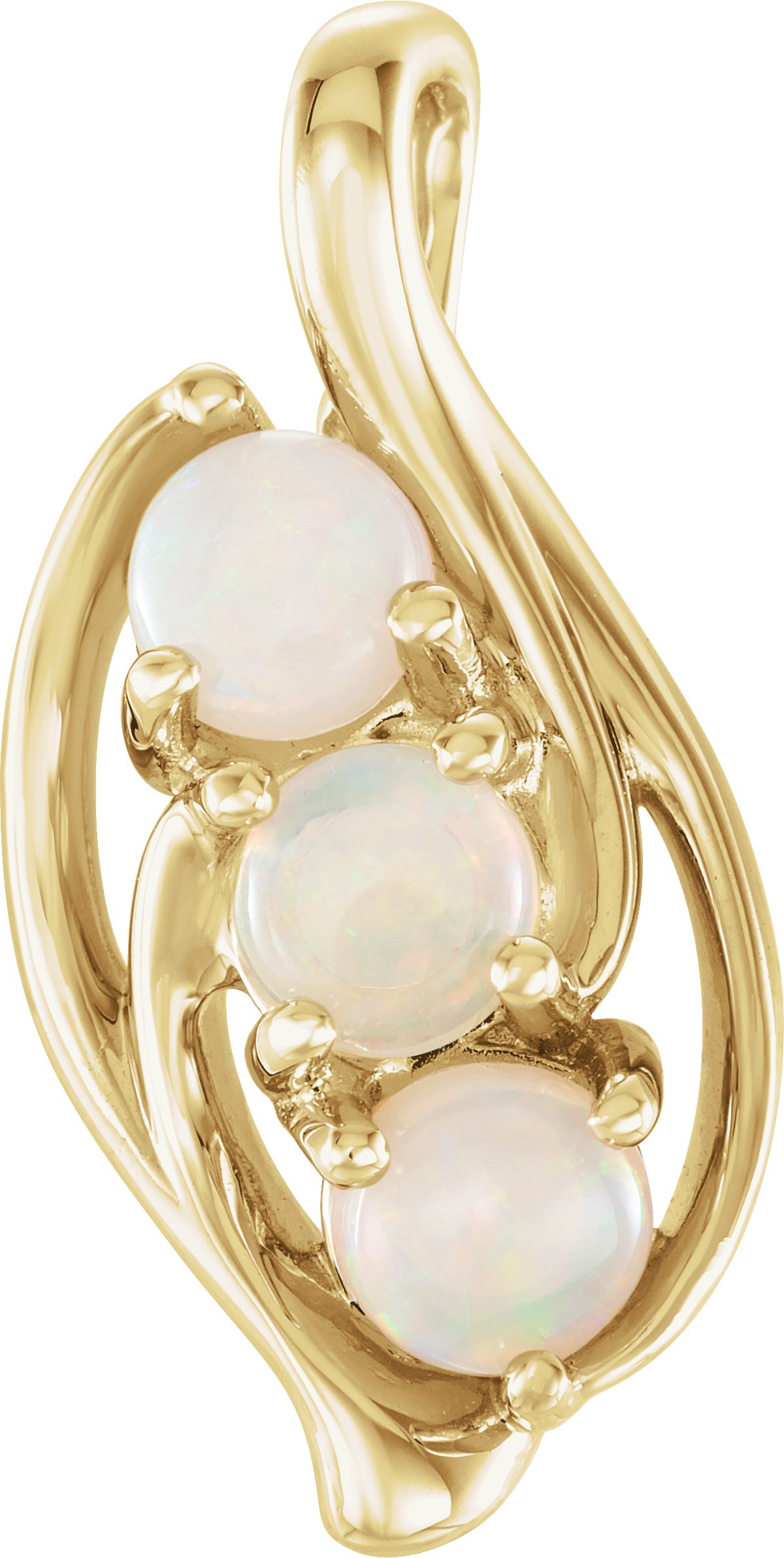 14K Yellow Natural Opal Three-Stone Pendant