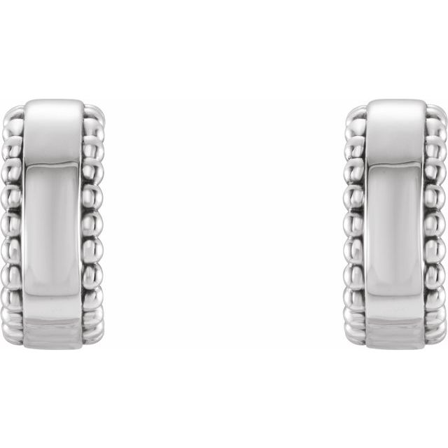 Sterling Silver 10.3 mm Beaded Huggie Earrings