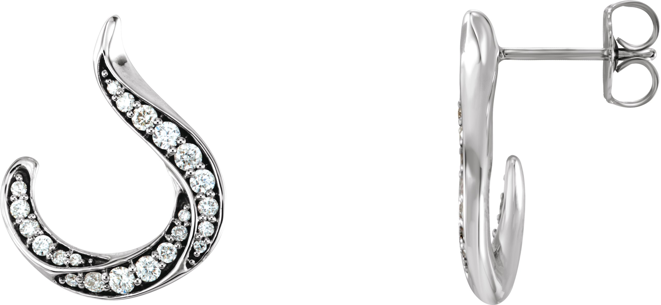14K White 3/8 CTW Natural Diamond Freeform Earrings
