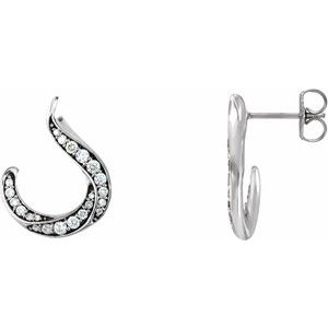 14K White 3/8 CTW Natural Diamond Freeform Earrings