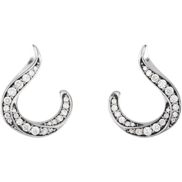Sterling Silver 3/8 CTW Natural Diamond Freeform Earrings