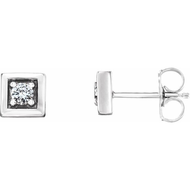 Sterling Silver 1/8 CTW Natural Diamond Earrings