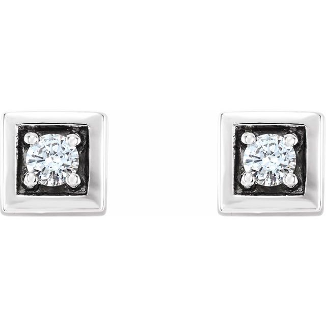 Sterling Silver 1/8 CTW Natural Diamond Earrings