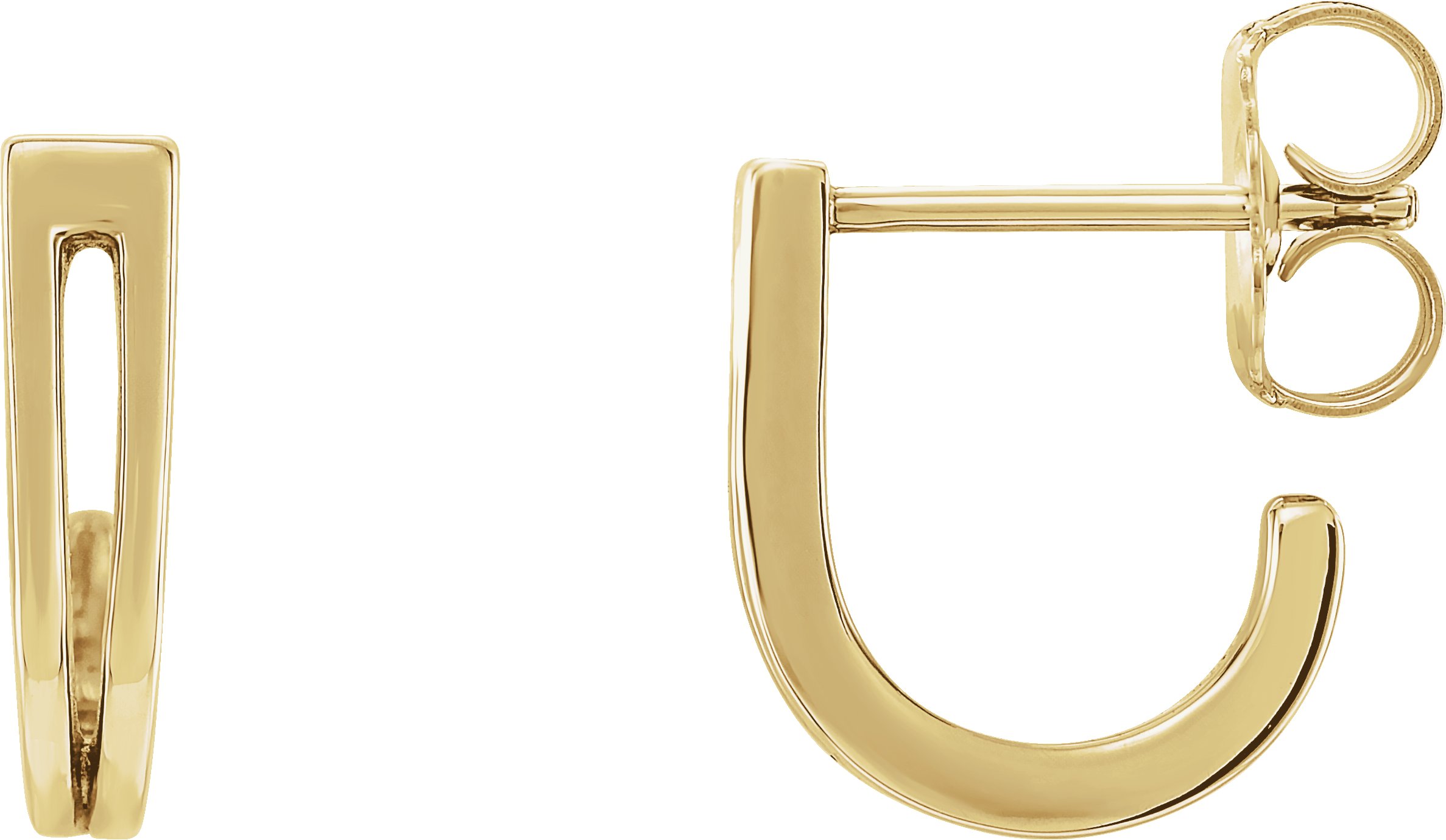 14K Yellow Geometric J-Hoop Earrings