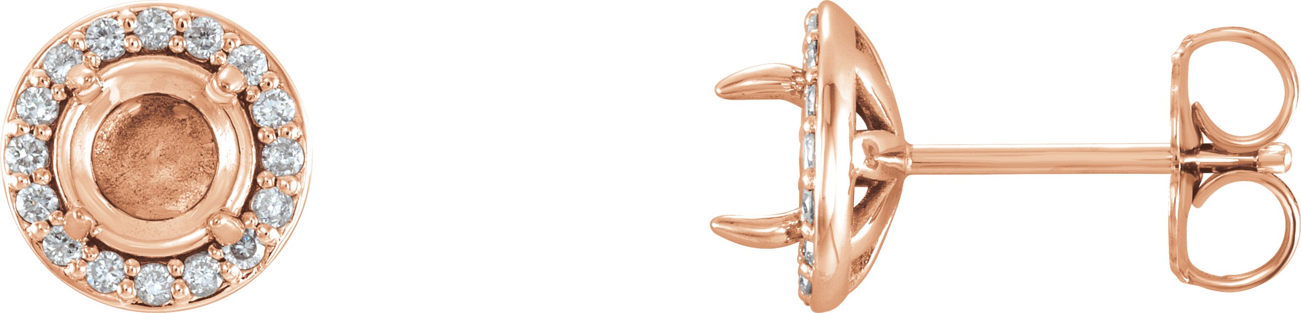 Round 4-Prong Halo-Style Earrings