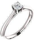 14K White 4.1 mm Round Solitaire Engagement Ring Mounting