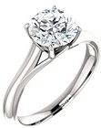 14K White 7.4 mm Round Solitaire Engagement Ring Mounting