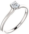 14K White  4.1 mm Round Solitaire Engagement Ring Mounting