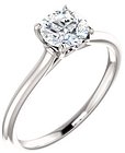 14K White  5.8 mm Round Solitaire Engagement Ring Mounting