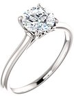 14K White  6.5 mm Round Solitaire Engagement Ring Mounting