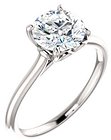 14K White  7.4 mm Round Solitaire Engagement Ring Mounting