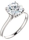 14K White  8 mm Round Solitaire Engagement Ring Mounting
