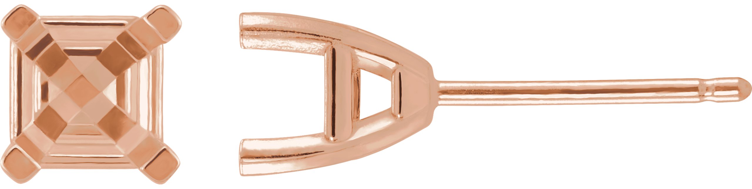 Asscher 4-Prong Stud Earrings