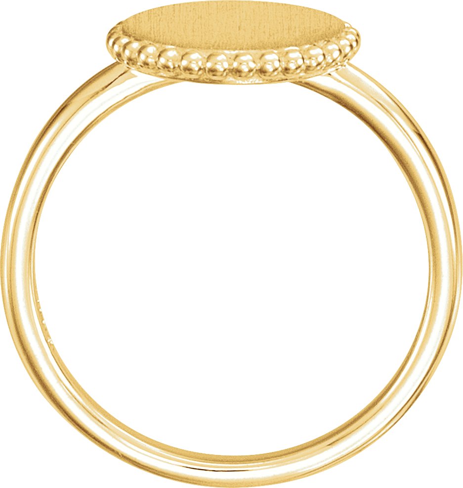 14K Yellow Engravable Beaded Ring