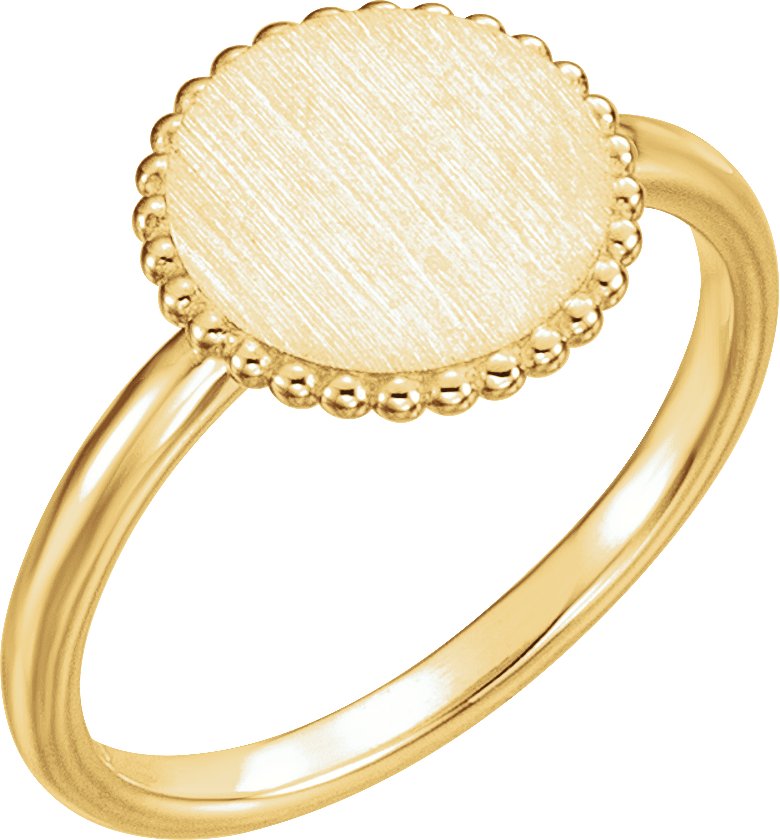 14K Yellow Engravable Beaded Ring