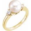 14KY Akoya Cultured Pearl 8mm and Diamond Ring .25 CTW Ref 141396