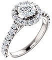 14K White 5.8 mm Round 3/4 CTW Natural Diamond Semi-Set Engagement Ring