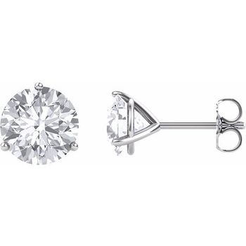 Created Moissanite 3 Prong Round Earrings 5mm 1 CTW Ref 950372