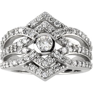 Created Moissanite and Diamond Ring 4mm .25 Carat .75 CTW Ref 988180