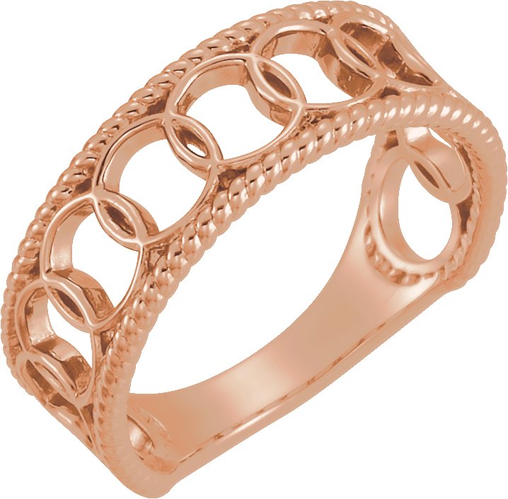 14K Rose Geometric Rope Ring 