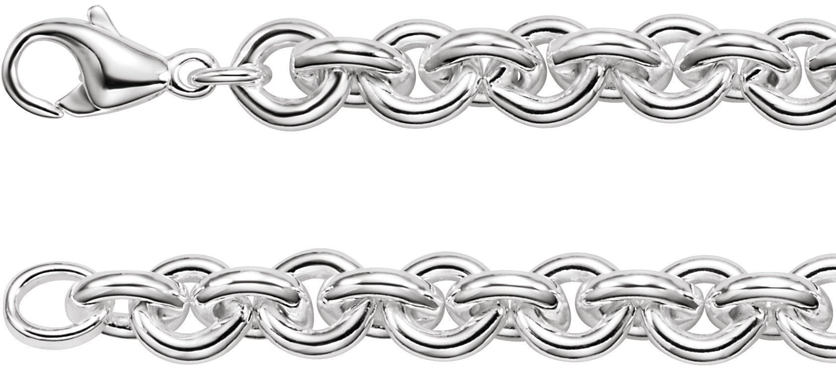 Sterling Silver 9 mm Round Cable 17" Chain