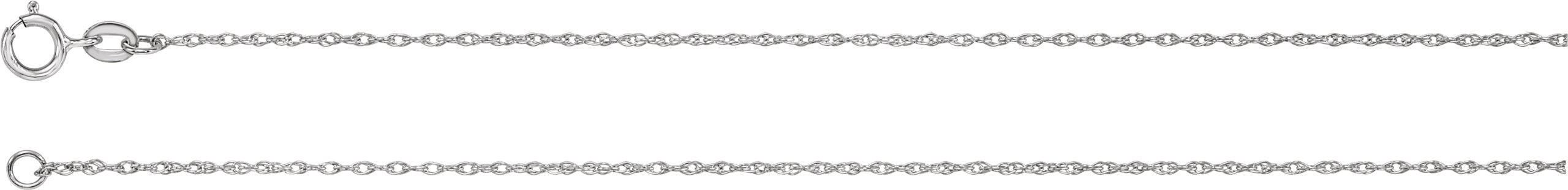 14K White 1 mm Rope 16" Chain