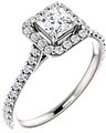 14K White 4.5x4.5 mm Square 3/8 CTW Diamond Semi-Set Engagement Ring